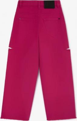 Джинсы цвета фуксии с дестрой эффектом розовые для девочек (152) – фото 2