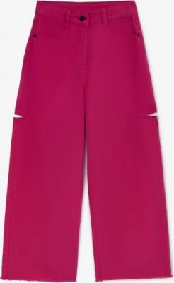 Джинсы цвета фуксии с дестрой эффектом розовые для девочек (152)