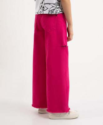 Джинсы цвета фуксии с дестрой эффектом розовые для девочек (158) – фото 6