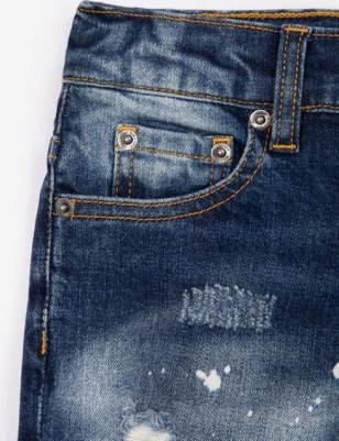 Джинсы с манжетами и повреждениями синие для мальчика, 104, 22405BMC6302 – фото 4