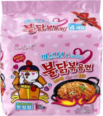Лапша быстрого приготовления Hot Chicken Flavor Ramen Carbo острая курица 130г 5шт – фото 1