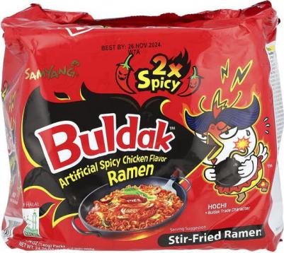 Лапша быстрого приготовления Hot Chicken со вкусом тушеной курицы Самянг / /, 5 пачек по 145 г – фото 4