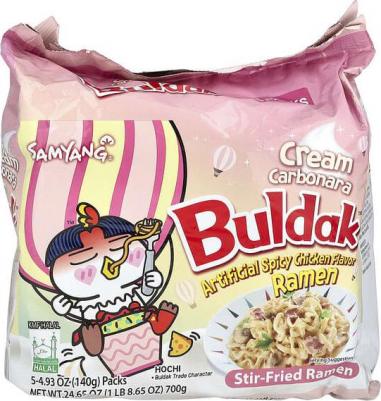 Лапша м/у Buldak Cream Carbonara о вкусом острой курицы в соусе крем-карбонара, 140г. х5шт – фото 2