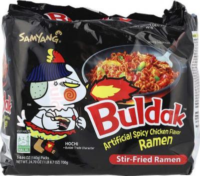 Лапша Самянг / / Buldak, Корейская Огненная лапша, Рамен со вкусом горящей курицы, Challenge, Халяль, 5 пачек по 140г – фото 3