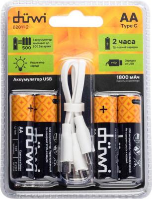 Аккумулятор, USB-C, Li-Ion, AA,1.5V, 1800 мАч, 4шт., кабель для зарядки, 62011 2, цена за 1 шт – фото 12