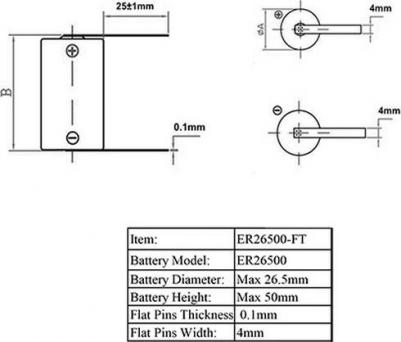 Литиевая батарейка ER26500-FT C с лепестковыми выводами SR2 – фото 3