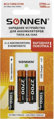Зарядное устройство BC2 + аккумуляторы 2700 мАч, AA, 2 штуки + 1000 мАч, АAА, 2 штуки, комплект – фото 3