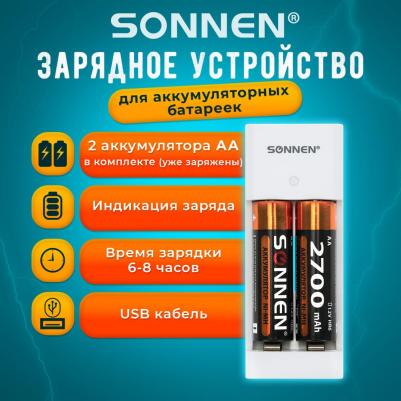 Зарядное устройство с аккумуляторами 2 штуки, AA, 2700 mAh BC2 – фото 1