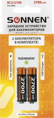 Зарядное устройство с аккумуляторами 2 штуки, AA, 2700 mAh BC2 – фото 3