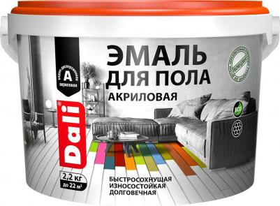 Эмаль для пола, акриловая, полуглянцевая, 2,2 кг, дуб, 1 шт, пластиковое ведро