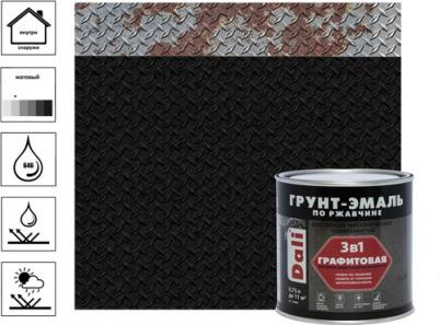 Грунт-эмаль графитовая по ржавчине 3 в 1 матовая (0,75л) черный