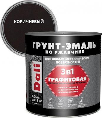 Грунт-эмаль графитовая по ржавчине 3 в 1 матовая (0,75л) коричневый