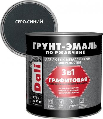 Грунт-эмаль графитовая по ржавчине 3 в 1 матовая (0,75л) серо-синий – фото 7