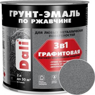 Грунт-эмаль по ржавчине 3 в 1, графитовая, 2 л, серебристая – фото 1