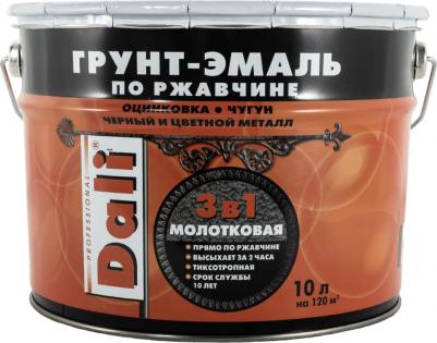 Грунт-эмаль по ржавчине 3 в 1, молотковая, 10 л, черная – фото 7