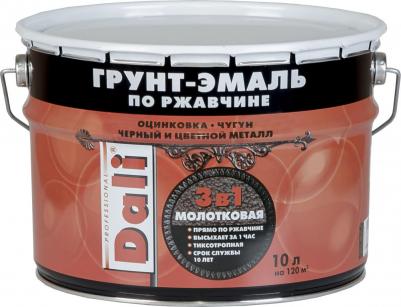 Грунт-эмаль по ржавчине 3 в 1, молотковая, 10 л, зеленая