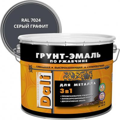Грунт-эмаль по ржавчине 3в1 гладкая алкидная, RAL 7024 серый графит – фото 2
