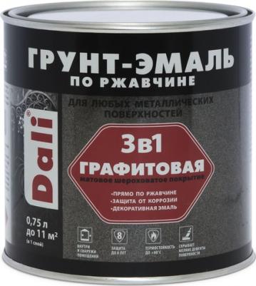Грунт-эмаль по ржавчине 3в1 графитовая черный 2л – фото 5