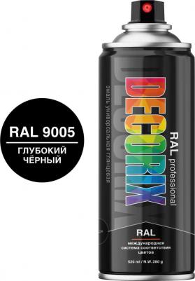 Decorix Аэрозольная эмаль RAL Professional глубокий черная RAL 9005 520 мл