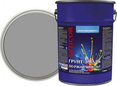 Грунт-эмаль по ржавчине 3в1 Простокрашено серая глянцевая 5 кг – фото 1