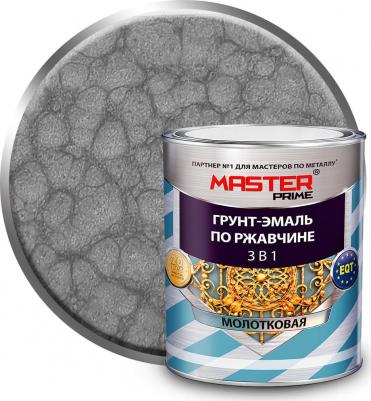 Грунт-эмаль по ржавчине Master Prime 3 в 1 молотковая, светло-серый, 0.9 л 4300005030 – фото 1