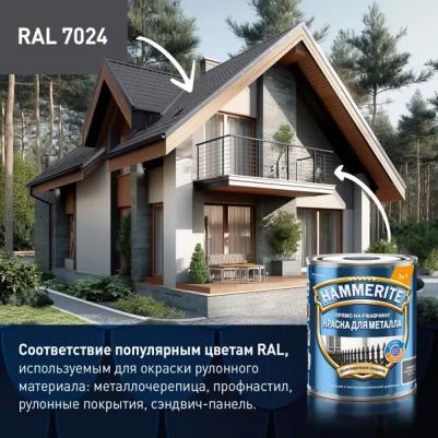 Грунт-эмаль по ржавчине гладкая цвет графит 0.75 л – фото 1