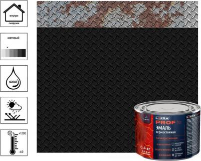 Эмаль термостойкая антикоррозионная PROF IT до 1200С Чёрный 0,4 кг – фото 2