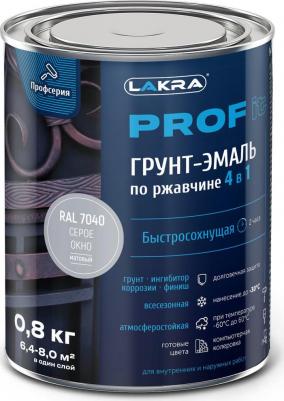 Грунт-эмаль по ржавчине 4 в 1 быстросохнущая PROF IT Серое окно, RAL 7040 0,8 кг