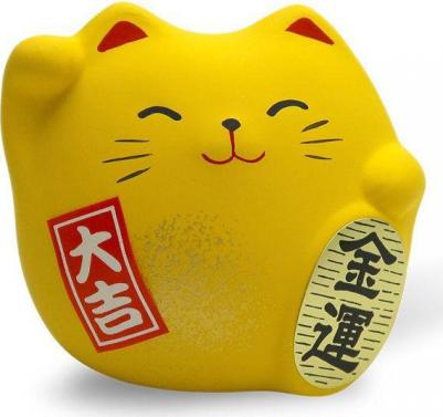 Сувенир Манэки Кот 5см, ручная работа, желтый (made in Japan) – фото 1