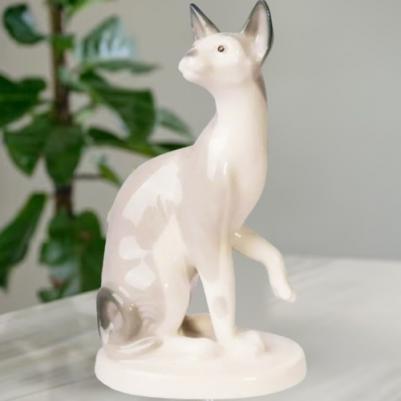 Скульптура. Кошка-сфинкс Серый. Высота 9,2 см