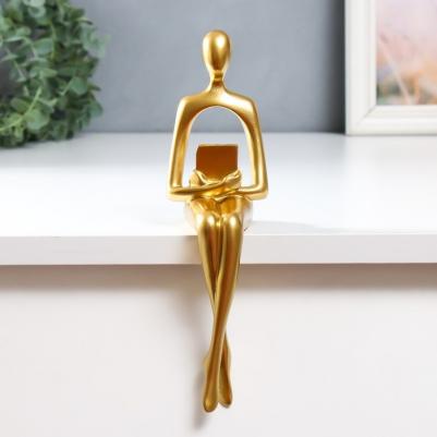 Сувенир полистоун "Девушка с книгой" золото 23х6,8х9,6 см 9254760