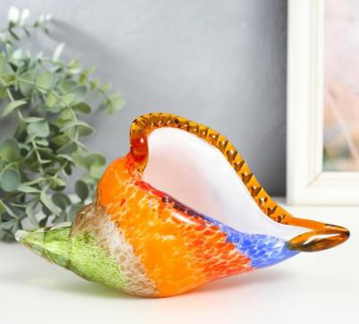 Сувенир стекло "Раковина разноцветная" под муранское стекло 23х9х13 см 9330767