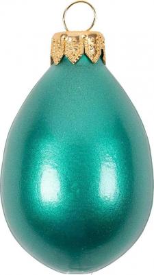 Яйцо пасхальное Пасха зеленый металлик, выдувное стекло – фото 1