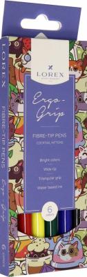 Фломастеры "Ergo-grip cocktail kittens" 6 цветов, с трехгранным захватом