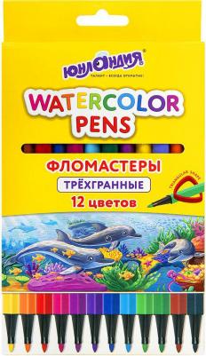 Фломастеры "Водный мир", 12 цветов, трехгранные, вентилируемый колпачок