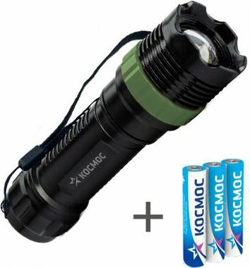 Фонарь ручной 1Вт LED zoom-линза 3xAAA корпус ABS-пластик ремешок ручной KOC1 – фото 1
