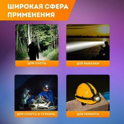 Фонарь налобный поворотный 3 Вт 100%, 50%, пульсирующий белый, 3хААА, СОВ + зеркальный рассеиватель, цена за 1 шт – фото 10