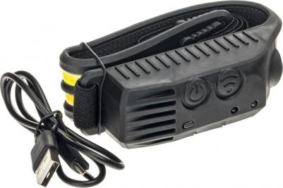 56205 8 Фонарь налобный, аккумуляторный, LED COB, гибкая панель, боковой фонарь, регулируемый ремень, датчик движения, 5 режимов работы, 7Вт+3Вт – фото 2