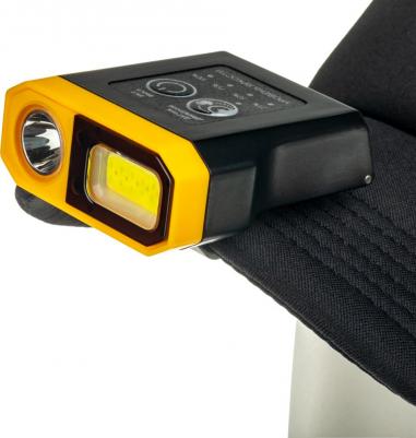 56210 2 Фонарь налобный, аккумуляторный, LED, регулируемый ремень, крепление на кепку, датчик движения, 5 режимов работы, 5Вт+5Вт, 1200 мАч, 300Лм – фото 3
