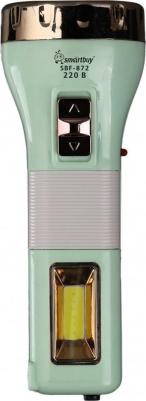 Фонарь LED+COB бок. с зарядкой от сети 220 В встроенная вилка, 2 режима, ABS, 16х5.5 см, цена за 1 шт