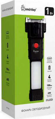 Фонарь светодиодный, с прямым LED и боковым светом, MicroUSB, раскалыват. 16,8х5 см, ABS, цена за 1 шт – фото 1