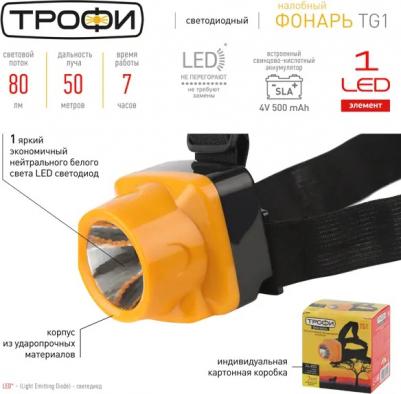 TG1 Фонарь налобный светодиодный TG1 аккумуляторный, яркий, 4V0.5Ah, 1xLED, ЗУ 220V,, цена за 1 шт – фото 3