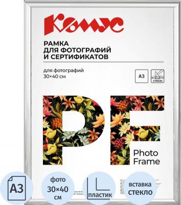 Рамка пластиковая 30х40 (А3) Стекло Серебро (глянец) – фото 4