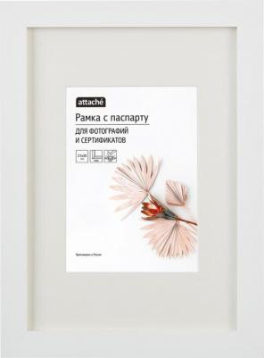 Рамка с паспарту А4 21х30 см МДФ багет 18 мм белый