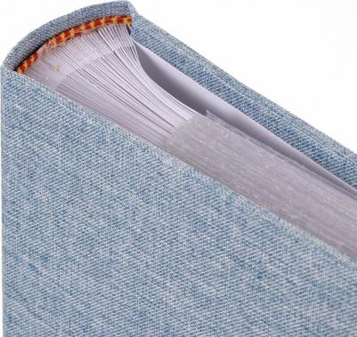 Фотоальбом "Джинс" на 200 фото 10х15 см, ткань, бумажные страницы, переплет, бокс, 391173 – фото 8