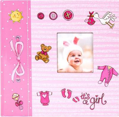 Фотоальбом "It's a girl" на 200 фото 10х15 см, твердая обложка, бумажные страницы, бокс, розовый, 39114