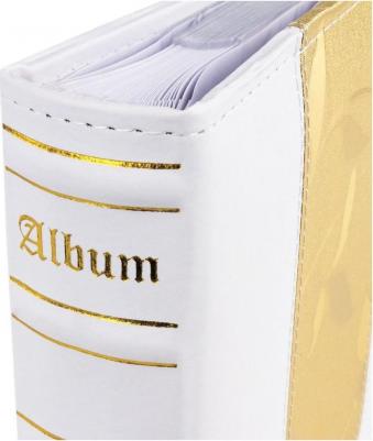 Фотоальбом на 200 фото 10х15 см, под кожу, бумажные страницы, бокс, бело-золотистый, 391112 – фото 2