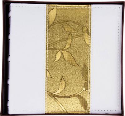 Фотоальбом на 200 фото 10х15 см, под кожу, бумажные страницы, бокс, бело-золотистый, 391112