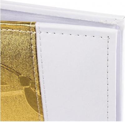 Фотоальбом на 200 фото 10х15 см, под кожу, бумажные страницы, бокс, бело-золотистый, 391112 – фото 7