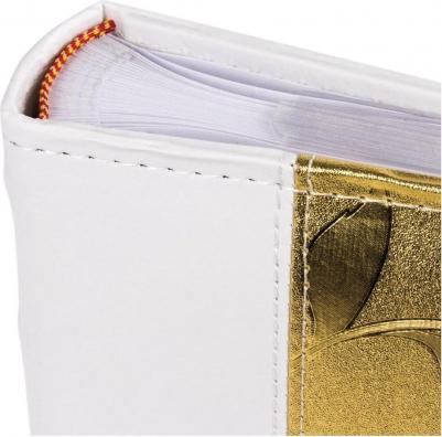 Фотоальбом на 200 фото 10х15 см, под кожу, бумажные страницы, бокс, бело-золотистый, 391112 – фото 11